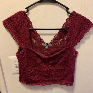 short sleeve red crop top